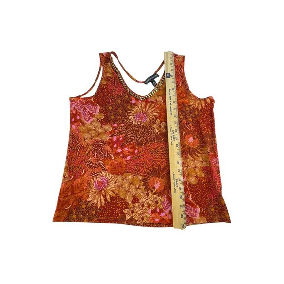 Thomas & Olivia Top Womens Chain-Detail Floral Tank Top M Multicolor V-Neck Casu - Picture 5 of 6
